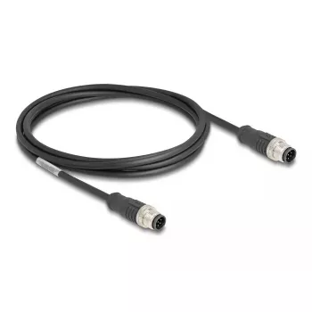 Cabo de rede DeLOCK M12 codificado A 8 pinos macho para macho Cat5e 2 m preto