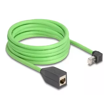Cabo de rede DeLOCK RJ45 Cat.6A ficha macho angular para cima para conector fêmea 5 m verde