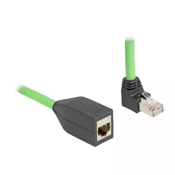 Cabo de rede DeLOCK RJ45 Cat.6A ficha macho angular para cima para conector fêmea 5 m verde