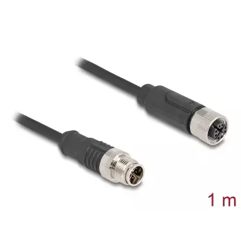 Cabo de rede DeLOCK M12 X-codificado 8 pinos ficha macho para conector fêmea Cat5e 1 m preto