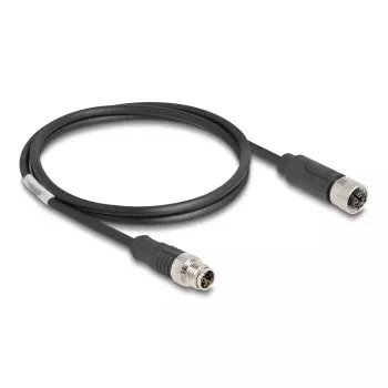 Cabo de rede DeLOCK M12 X-codificado 8 pinos ficha macho para conector fêmea Cat5e 1 m preto