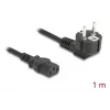 Cabo de alimentação DELOCK CEE 7/7 90° angular para IEC C13, 1 m, 3×0,75 mm², H05VV-F, 250 V
