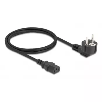 Cabo de alimentação DELOCK CEE 7/7 90° angular para IEC C13, 1 m, 3×0,75 mm², H05VV-F, 250 V