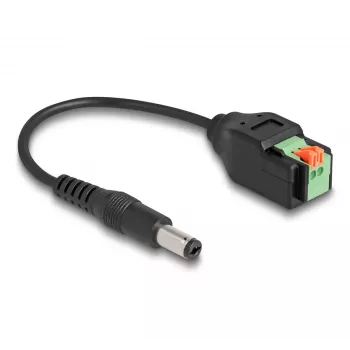 Cabo DC DeLOCK 2,1 x 5,5 mm ficha macho para barra de terminais de 2 polos adaptador 15 cm