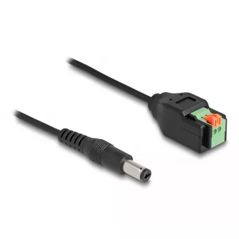 Cabo DC DeLOCK 2,1 x 5,5 mm ficha macho para barra de terminais de 2 polos adaptador 15 cm