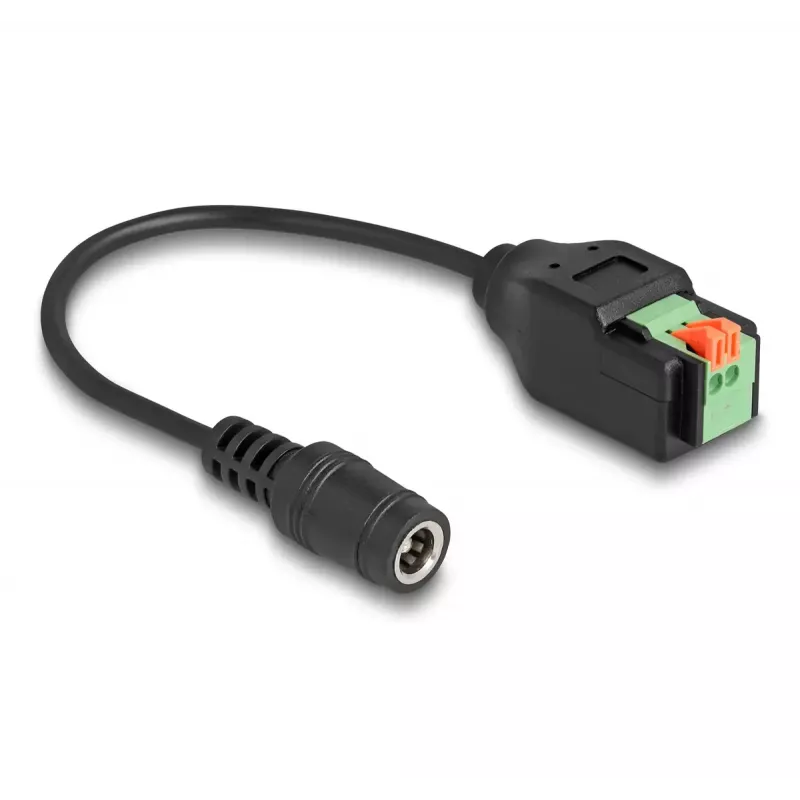 Adaptador DC DeLOCK 2,1 x 5,5 mm jack para bloco de terminais de 2 polos 15 cm