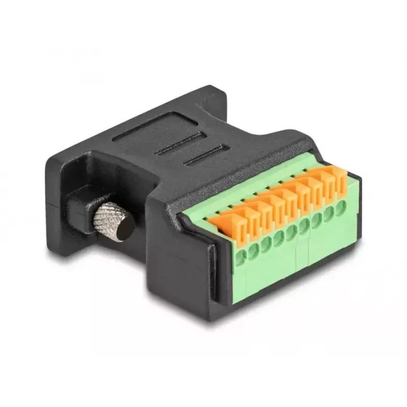 Adaptador DeLOCK D-Sub 9 conector fêmea para barra de terminais com botão preto