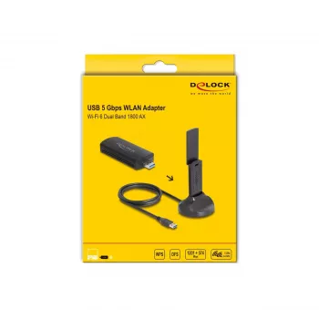 Placa de rede WLAN DeLOCK 12771 1201 Mbit/s USB Wi-Fi 6