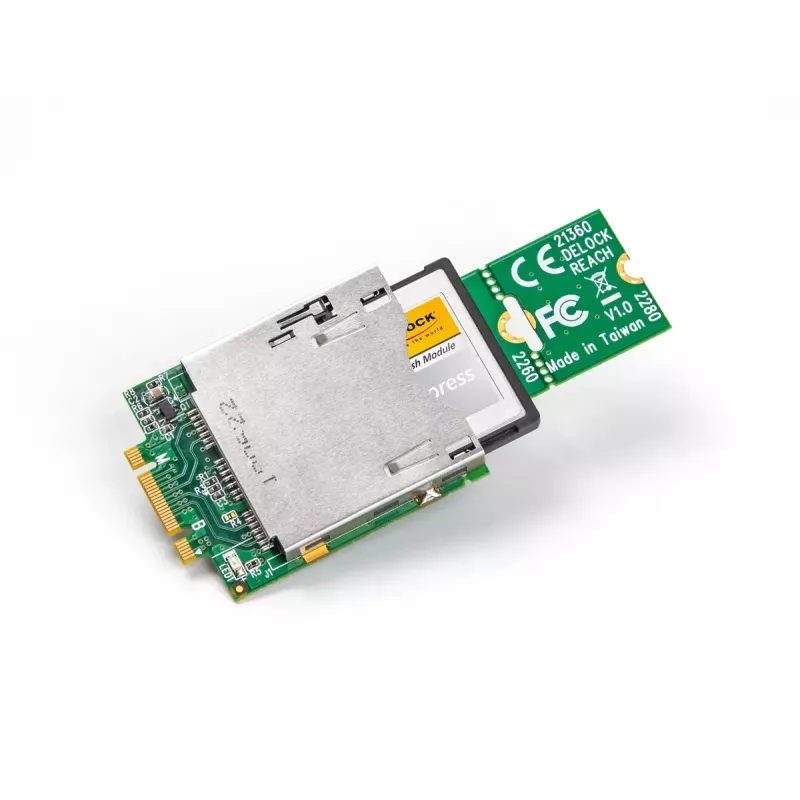 Adaptador DeLOCK M.2 Key B+M ficha macho para slot CFexpress, M.2, CFexpress B, CF