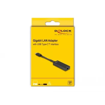 Adaptador de cabo DeLOCK 66246 RJ-45 USB C preto 0,09 m