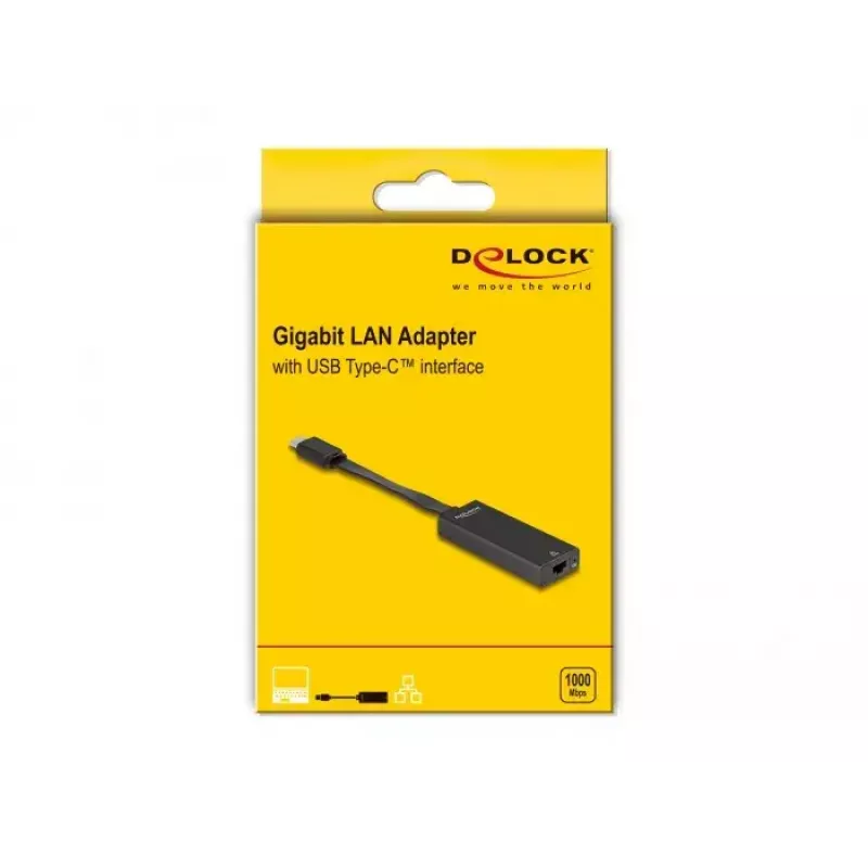 Adaptador de cabo DeLOCK 66246 RJ-45 USB C preto 0,09 m