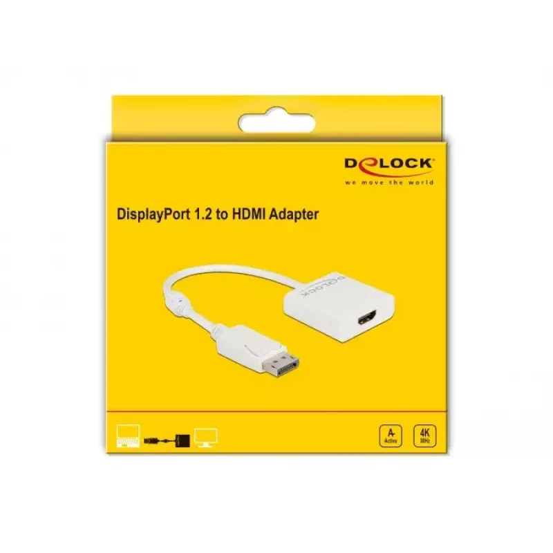 Adaptador DisplayPort 1.2 ficha macho para HDMI conector fêmea 4K DeLOCK 63586