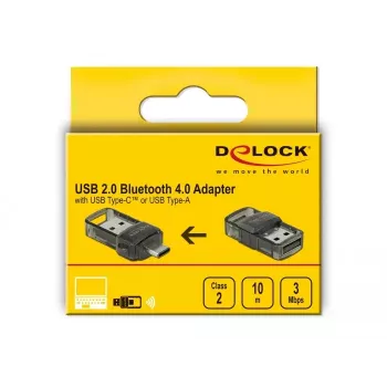 Adaptador Bluetooth DeLOCK USB 2.0 4.0 2 em 1 Type-C Type-A