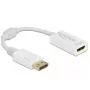 Adaptador DisplayPort 1.1 macho para HDMI fêmea passivo branco DeLOCK 61015