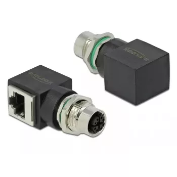 Alterador de género de cabo DeLOCK 66316 M12 RJ45 preto
