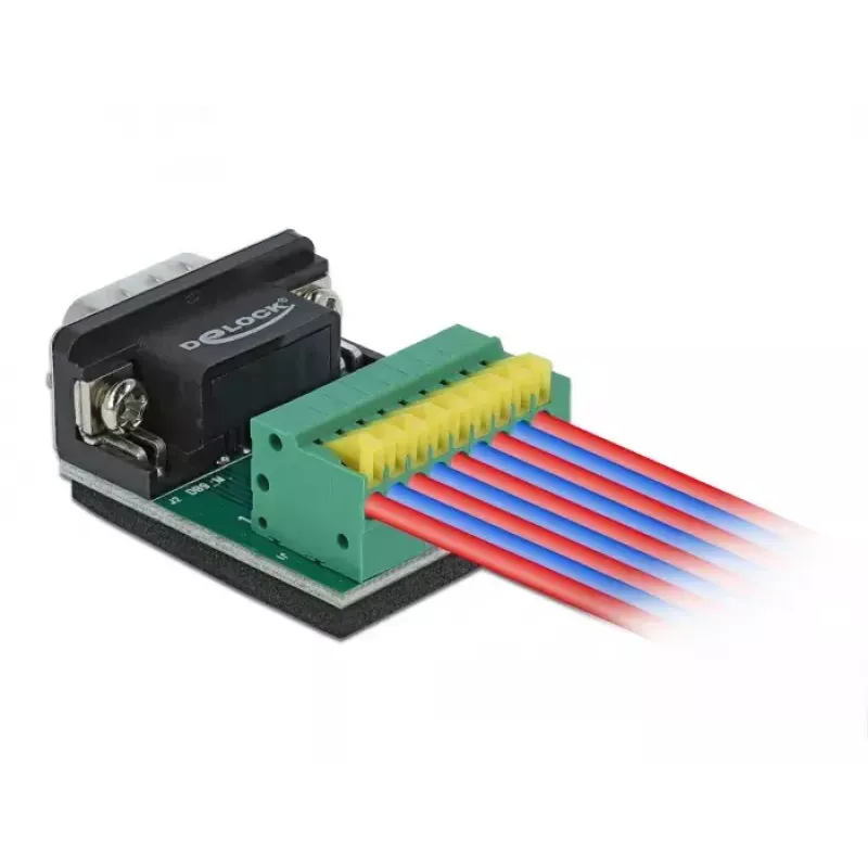 Conector de cabos DeLOCK 66321 1 x série Sub-D 9 1 x 9 pinos preto verde prateado amarelo