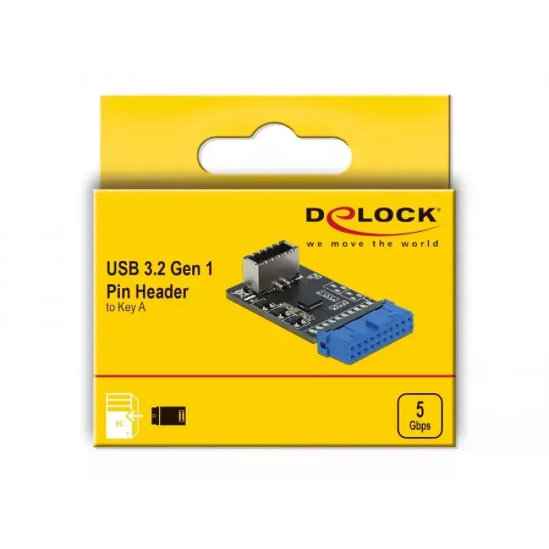 Adaptador USB DeLOCK 41981 Type-E Key A barra de pinos fêmea para fêmea Key A interna