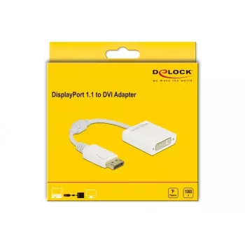 Adaptador DisplayPort 1.1 macho para DVI fêmea passivo branco DeLOCK 61010