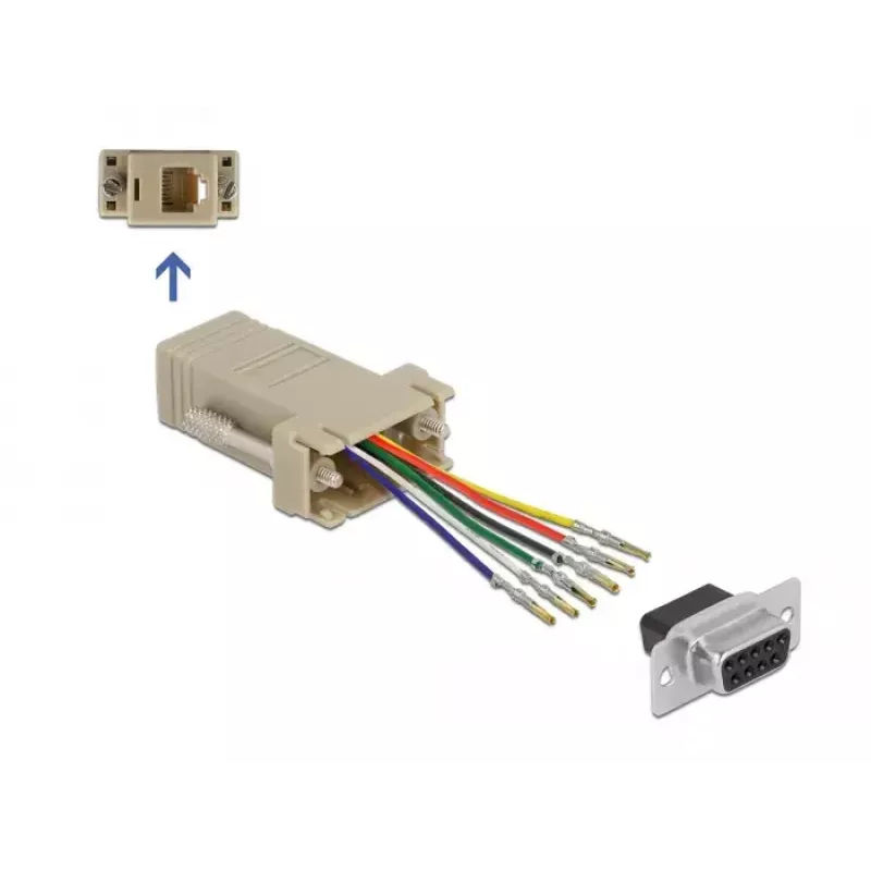 Kit de montagem D-Sub 9 pinos fêmea para RJ12 6P/6C DeLOCK 66759