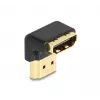Adaptador HDMI DeLOCK macho para fêmea 90° inclinado para baixo 8K 60 Hz metal