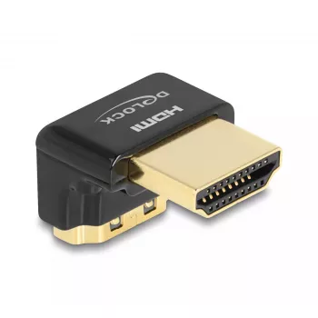 Adaptador HDMI DeLOCK macho para fêmea 90° inclinado para baixo 8K 60 Hz metal