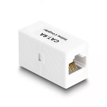 Delock 88134 Adaptador de RJ45 fêmea para RJ45 fêmea, Cat.6A UTP, branco