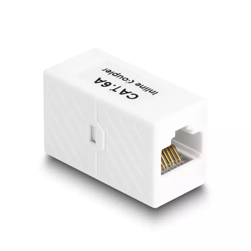 Delock 88134 Adaptador de RJ45 fêmea para RJ45 fêmea, Cat.6A UTP, branco