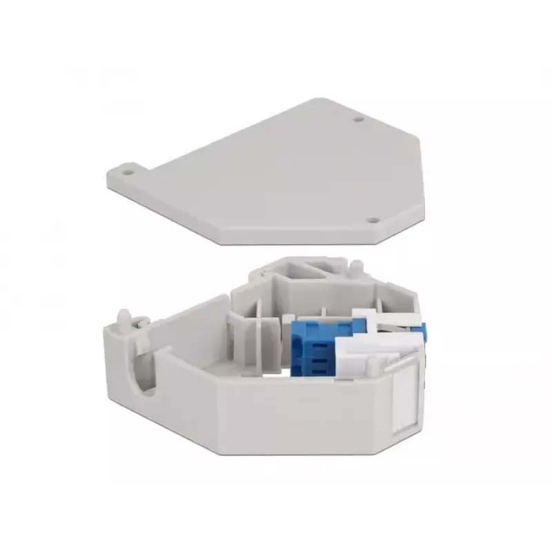 Módulo Keystone DELOCK 87189 — LC para LC duplex, cores azul/cinzento/branco, 60,1×59,4×21,6 mm