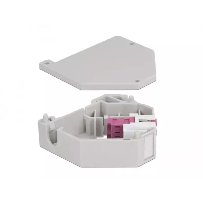 Módulo Keystone DELOCK 87195 com ligações LC para LC, cinzento/violeta/branco, 60,1×59,4×21,6 mm