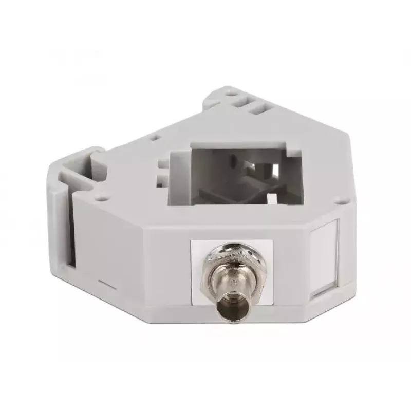 Adaptador para calha DIN DeLOCK ST simplex fêmea para ST simplex fêmea cinzento