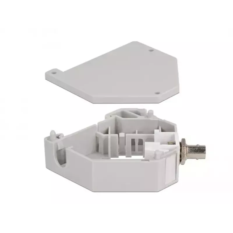 Adaptador para calha DIN DeLOCK ST simplex fêmea para ST simplex fêmea cinzento
