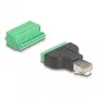 Adaptador DeLOCK RJ50 macho para barra de terminais com botão de pressão, barra de terminais de 11 pinos