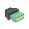 Adaptador DeLOCK RJ50 fêmea para barra de terminais com botão de pressão, barra de terminais de 11 pinos