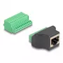 Adaptador DeLOCK RJ50 fêmea para barra de terminais com botão de pressão, barra de terminais de 11 pinos