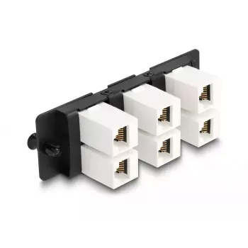 Painel adaptador Keystone DeLOCK 6 vias preto plano RJ-45