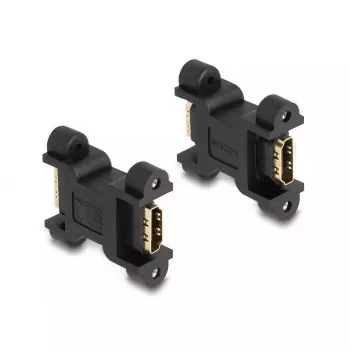Adaptador HDMI DeLOCK fêmea para fêmea com fixação por parafusos 66068 preto