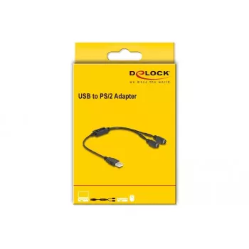 Cabo DeLOCK 61061 PS/2 0,43 m 2x 6 pinos Mini-DIN USB A preto