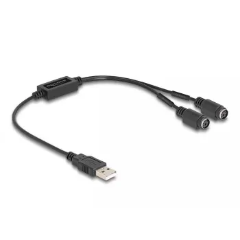 Cabo DeLOCK 61061 PS/2 0,43 m 2x 6 pinos Mini-DIN USB A preto