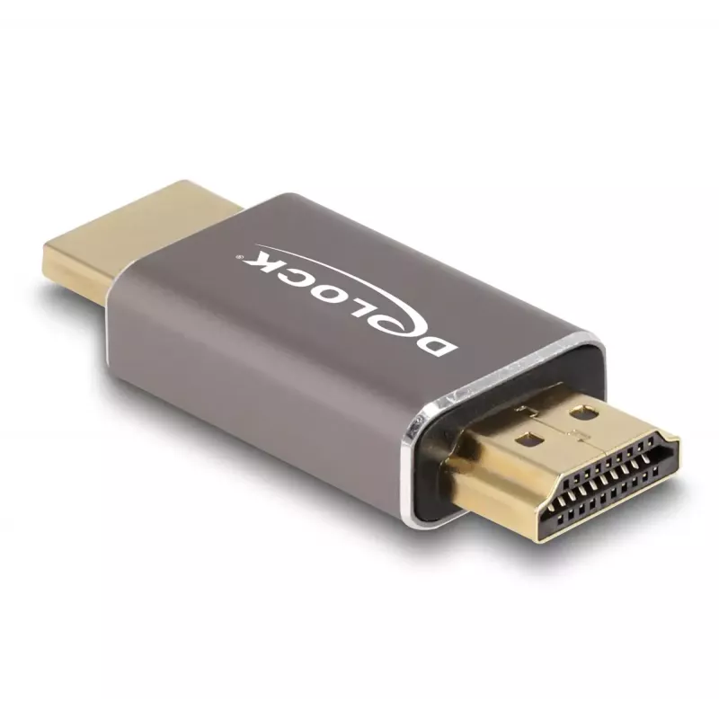 Adaptador HDMI DeLOCK macho para macho 8K 60 Hz cinzento metal