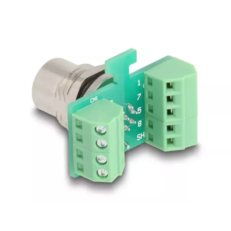 Adaptador de módulo de transferência DeLOCK M12 8 pinos codificação A fêmea para barra de terminais de 9 pinos
