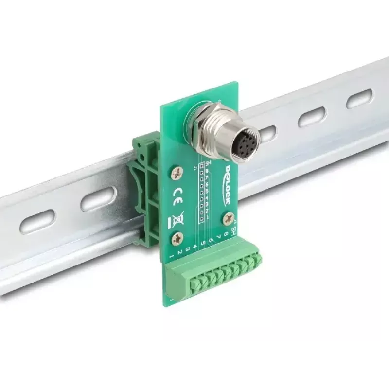 Adaptador de módulo de transferência DeLOCK M12 8 pinos codificação A fêmea para barra de terminais de 9 pinos