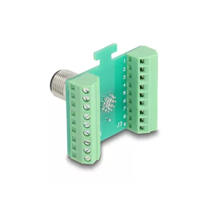 Adaptador de módulo de transferência DeLOCK M12 17 pinos codificação A macho para barra de terminais de 18 pinos