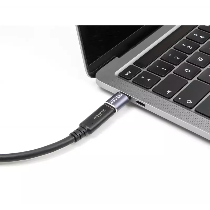 Adaptador USB DeLOCK 40 Gbit/s USB Type-C PD 3.1 240 W macho para fêmea Portsaver 8K 60 Hz metal