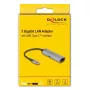 Hub USB Type-C DELOCK 81591 com RJ-45 2,5/5 Gbit/s Ethernet e USB Type-C Power Delivery 140 W, alumínio, antracite/preto