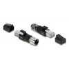 Adaptador M12 codificação X 8 pinos conector fêmea para RJ45 macho, DELOCK 90834, contactos dourados, preto