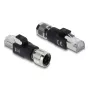 Adaptador M12 codificação X 8 pinos conector fêmea para RJ45 macho, DELOCK 90834, contactos dourados, preto