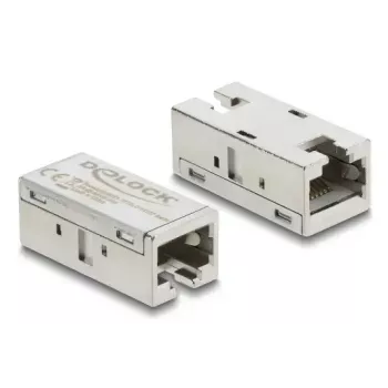 Delock 90712 adaptador acoplador RJ45 fêmea para fêmea, Cat.6A, metal