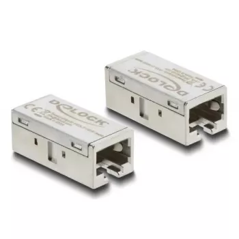 Delock 90712 adaptador acoplador RJ45 fêmea para fêmea, Cat.6A, metal