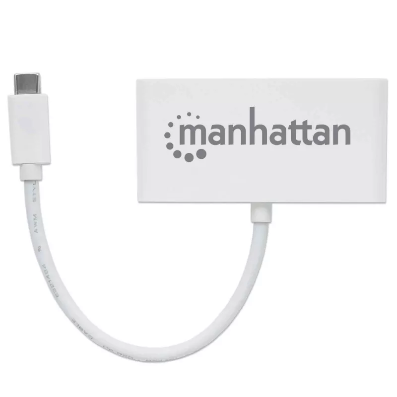 Manhattan 163552 hub USB 3.0, 4 portas (3x USB-A, 1x USB-C), com porta USB-C Power Delivery