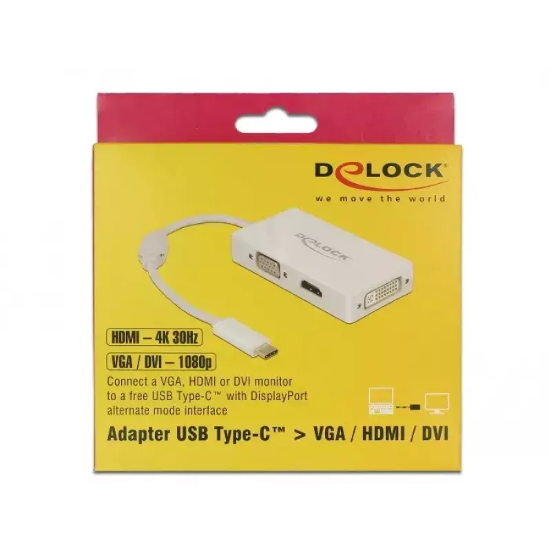 Adaptador de vídeo DeLOCK 63924 USB Type-C 3840x2160 60Hz branco
